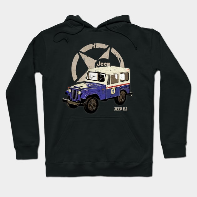 Jeep DJ JEEP White Star Hoodie by ElenaBerryDesigns